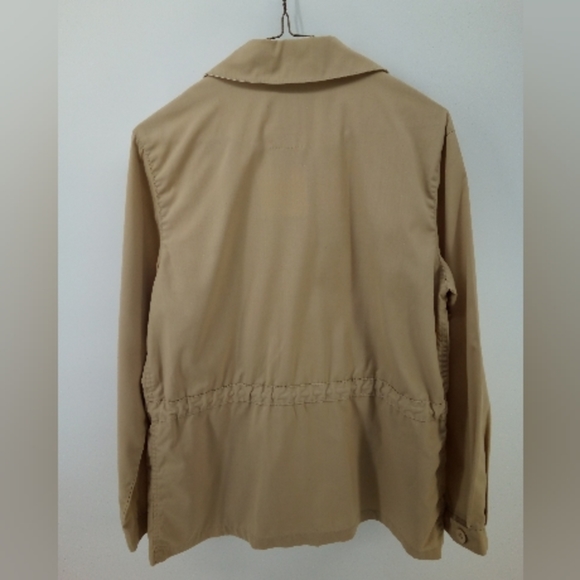 London Fog Lightweight Tan Drawstring Weatherwear Jacket 12 Reg Button - Picture 3 of 9